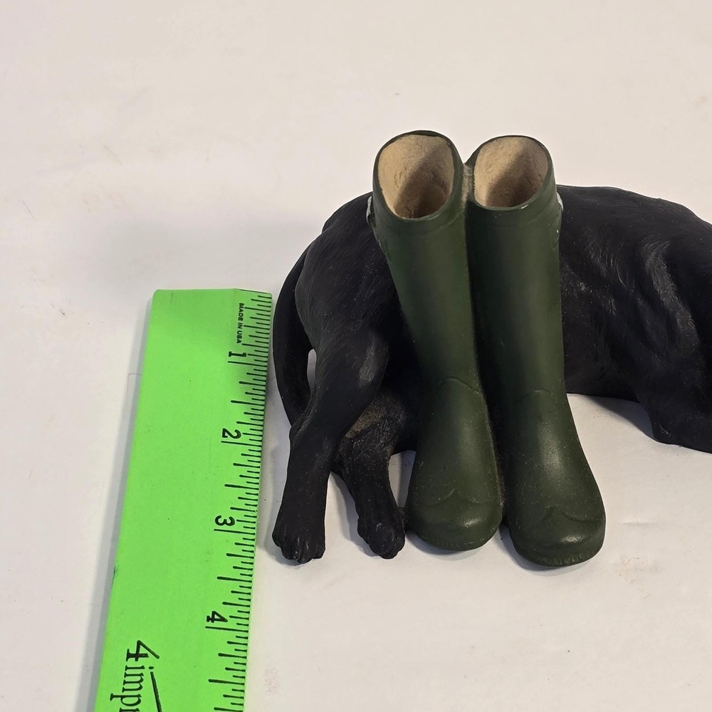 Vintage Black Labrador Dog Figurine with Green Wellington‎ Boots For Collector - Picture 12 of 15